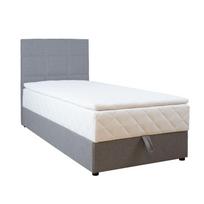 Lova viengulė Home4you LEVI, 90x200 cm, pilka (Grey), su čiužiniu, su grotelėmis