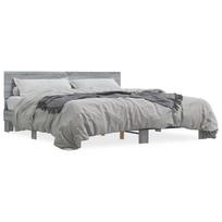 Lova Home4you 180x200 cm, pilka (Grey), ąžuolas/metalas