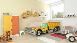 Vaikiška lova ADRK Construction Car, 140 x 70 cm, juoda/geltona (Black/Yellow), su čiužiniu