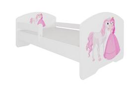 Vaikiška lova ADRK Furniture Pepe Princesė ir arkliukas, 80x160 cm, balta/rožinė (White/Pink)