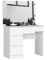 kosmetinis stalas baltas - Kosmetinis staliukas Akord T-6/SL, baltas (White), 50 cm x 90 cm x 142 cm, su veidrodžiu - 2 nuotrauka
