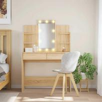 vidaXL Kosmetinis staliukas su LED lemputėmis, ąžuolo (Oak), 96x40x142cm