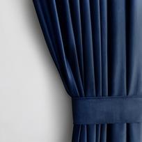 Naktinė užuolaida, su raiščiu Restilo Velvet Pleat, mėlyna, 140 cm x 270 cm