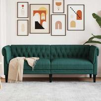 vidaXL Trivietė Chesterfield sofa, tamsiai žalia (Dark Green)