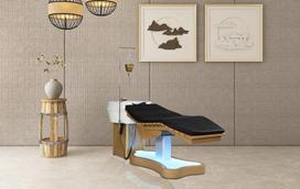 Ayurveda (ajurveda) elektrinis masažo stalas ir aliejaus stovas