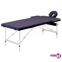 vidaXL Sulankstomas masažo stalas, violetinis, aliuminis, 2 zonų