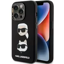telefono deklas karl lagerfeld - Karl Lagerfeld "Liquid Silicone Karl and Choupette Heads iPhone 15 Pro Max" Black - 1 nuotrauka