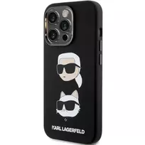 telefono deklas karl lagerfeld - Karl Lagerfeld "Liquid Silicone Karl and Choupette Heads iPhone 15 Pro Max" Black - 2 nuotrauka