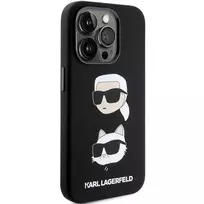 telefono deklas karl lagerfeld - Karl Lagerfeld "Liquid Silicone Karl and Choupette Heads iPhone 15 Pro Max" Black - 4 nuotrauka