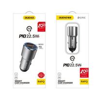 quick 5 - Automobilinis įkroviklis Dudao R4PQ, USB Type C/USB, pilka, 22.5 W - 2 nuotrauka