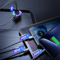 charger 30w usb c - Joyroom fast car charger 3 in 1 with USB Type C, CAAJRMJR_CL07 - 17 nuotrauka