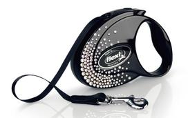 Automatinis pavadėlis Flexi Glam Splash 2113, sidabro/juodas, S 3m