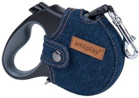 Automatinis pavadėlis Amiplay Denim, tamsiai mėlyna, L 5m