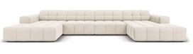 Sofa Micadoni Home Jennifer Velvet, smėlio, 364 x 166 cm x 70 cm