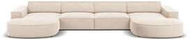 Sofa Micadoni Home Jodie Velvet Rounded Panoramic 6 Seats, šviesiai ruda, 364 x 166 cm x 70 cm