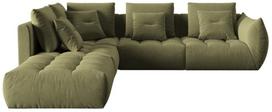 Modulinė sofa Micadoni Bloom Velvet, žalia, kairinė, 316 x 310 cm x 95 cm