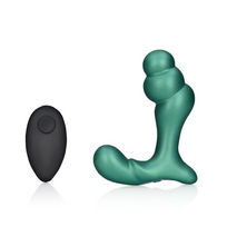 Ouch! Stacked Vibruojantis Prostatos Masažuoklis su Nuotolinio Valdymo Pulteliu Metallic Žalias (Metallic Green)