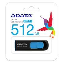 3 0 usb flash - ADATA UV128 512GB USB 3.2, Juodas/Mėlynas (Black/Blue) - 1 nuotrauka