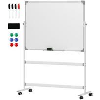 magnetine lenta su stovu - HOMCOM Magnetinė lenta, 120 cm x 90 cm, dvipusė su stovu, ratukais, 360° pasukama, biurui/nams - 2 nuotrauka
