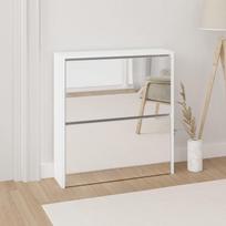 Batų spintelė vidaXL su veidrodžiu, balta (White), 63 cm x 17 cm x 67 cm