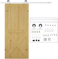 stumdomu sistemu begelis - HOMCOM Stumdomų durų furnitūros rinkinys 183 cm, balta (White) - 1 nuotrauka