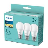 led e27 60w - Lemputės LED 3vnt. E27 230Vac 8W (60W) A60 806lm šiltai balta, Philips - 1 nuotrauka