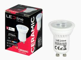 Lemputė LED GU11 230V 3W 330lm 38° neutraliai balta 4000K, keramikinė, LED line