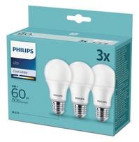 Lemputės LED 3vnt. E27 230Vac 9W (60W) A60 806lm neutraliai balta, Philips
