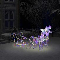 Kalėdų dekoracija elniai ir rogės, 130 cm, akrilas, 160 LED, vidaXL FPRVXL328522