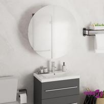 vidaXL Vonios spintelė su veidrodžiu ir LED, pilka (Grey)