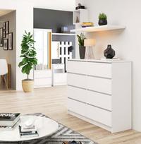 balta komoda - Komoda NORE K120 su 8-iais stalčiais, balta - 8 nuotrauka