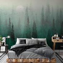 Fototapetas Artgeist Bird'S Eye Perspective - Landscape Of A Green Forest With Trees In The Mist, 315 cm x 450 cm