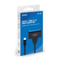 sata m 2 adapteris - Savio Adapteris usb-c 3.1 gen 1 (m) - sata (f) do dysków 2.5 cala, ak-69 - 3 nuotrauka