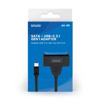 sata m 2 adapteris - Savio Adapteris usb-c 3.1 gen 1 (m) - sata (f) do dysków 2.5 cala, ak-69 - 4 nuotrauka