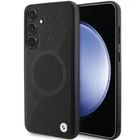 samsung s24 deklas leather - BMW Dėklas Signature odinis Half Textured & Circle MagSafe - Samsung Galaxy S24 Plus Juodas (Black) - 1 nuotrauka