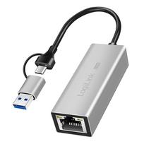 c rj45 adapteris - Logilink UA0422 USB-A/-C į 2.5G Ethernet adapteris Pilkas (Grey) - 1 nuotrauka