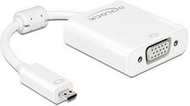Delock HDMI Micro-D Male To VGA Female With Audio Adapter White