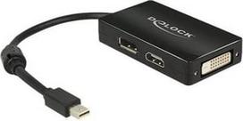 displayport to dvi - Delock DisplayPort Mini To DP/HDMI/DVI Adapter Black - 1 nuotrauka