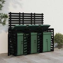 kompostas - vidaXL Triguba konteinerių pastogė, juoda (Black), pušies medienos masyvas - 1 nuotrauka