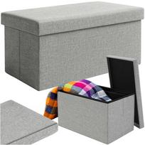 daiktadeze sulankstoma - Ruhhy Pilkas (Gray) sulankstomas pufas su daiktadėže 76x38x38 cm - 2 nuotrauka