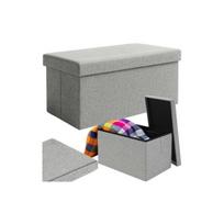 daiktadeze sulankstoma - Ruhhy Pilkas (Gray) sulankstomas pufas su daiktadėže 76x38x38 cm - 3 nuotrauka