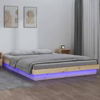vidaXL Lovos rėmas su LED, 120x200 cm, natūralus (Natural)
