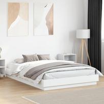 vidaXL Lovos rėmas su LED lemputėmis, 160x200 cm, balta (White)