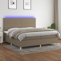vidaXL Lova su spyruoklėmis/čiužiniu/LED, 200x200 cm, taupe (Taupe)
