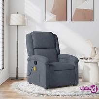 masazo foteliai - Fotelis vidaXL Atlošiamas masažinis krėslas, tamsiai pilkas (Dark Grey) - 2 nuotrauka