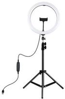 telefono laikiklis su lempa - Puluz LED žiedinė lempa PKT3063B, 30 cm, su trikoju stovu iki 1.1 m ir telefono laikikliu, USB - 1 nuotrauka