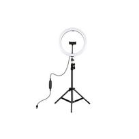 telefono laikiklis su lempa - Puluz LED žiedinė lempa PKT3063B, 30 cm, su trikoju stovu iki 1.1 m ir telefono laikikliu, USB - 2 nuotrauka