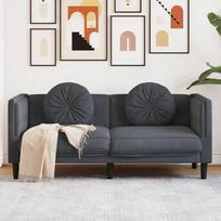 dviviete sofa lov - Dvivietė sofa-lova vidaXL, tamsiai pilka (Dark Grey), aksomas - 3 nuotrauka