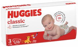 HUGGIES Classic, 3 dydis, 4-9 kg, 52 vnt.