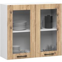 olivia spinteles - Pakabinama virtuvės spintelė Akord Oliwia W80, balta/ąžuolo (White/Oak) - 2 nuotrauka